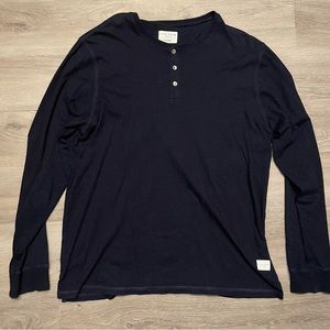 Five Four navy blue longsleeve henley garment dyed XL